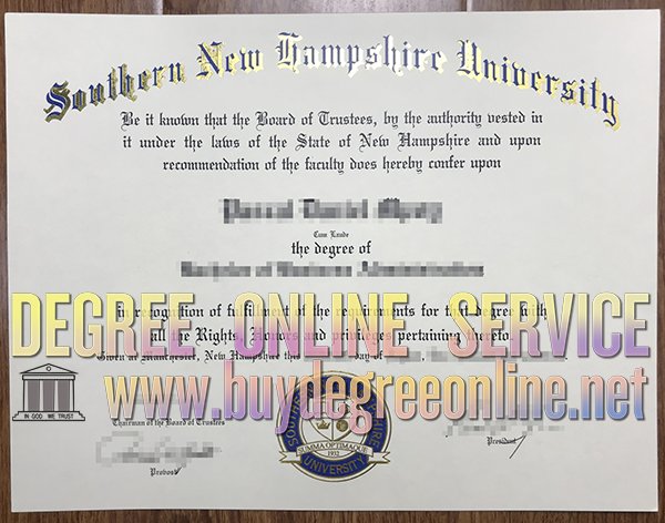 SNHU degree certificate