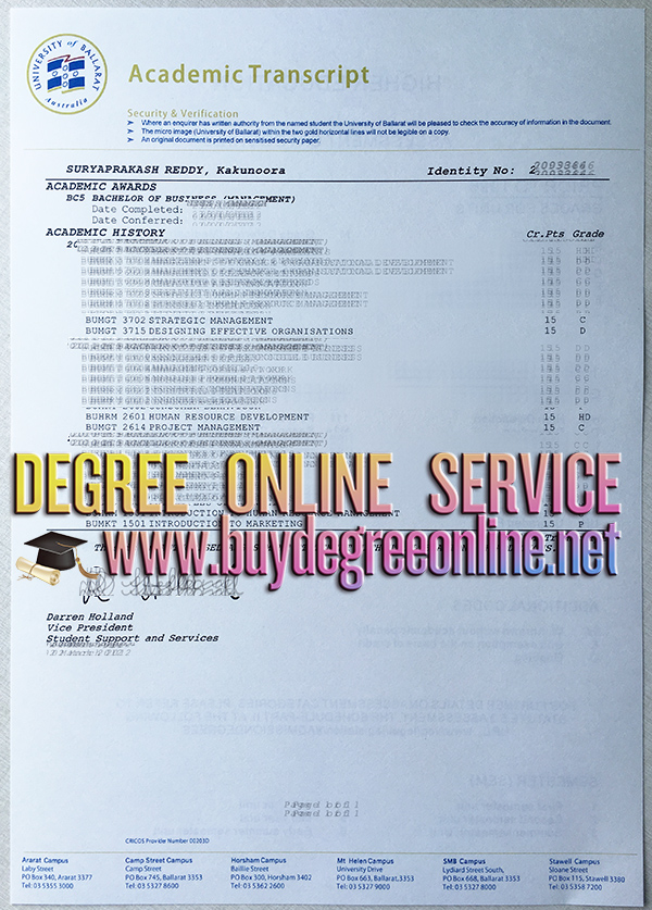 University of Ballarat transcript