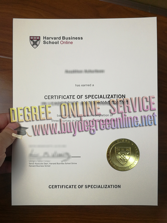 Harvard Business School certificate