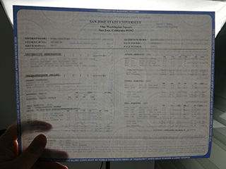 The real San Jose State University official transcript with watermark