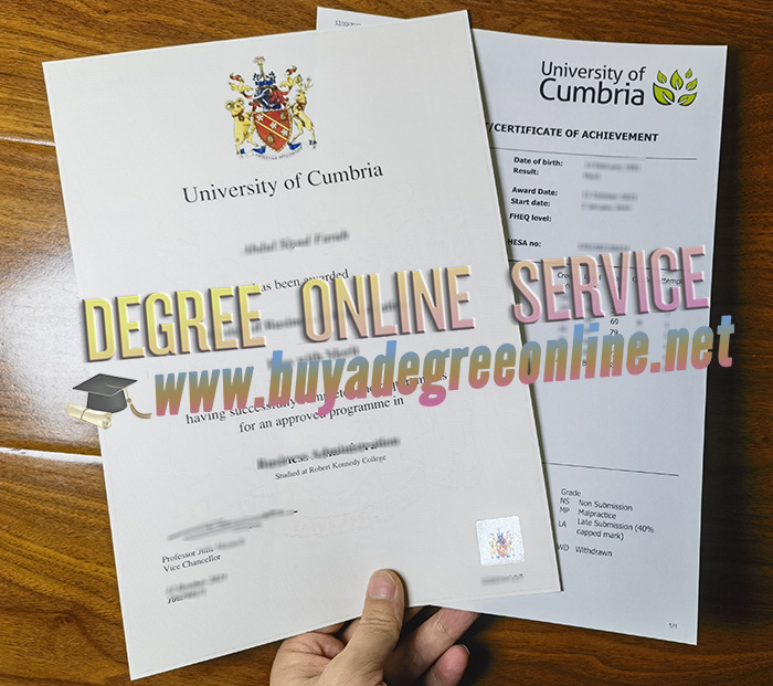 University of Cumbria diploma and transcript